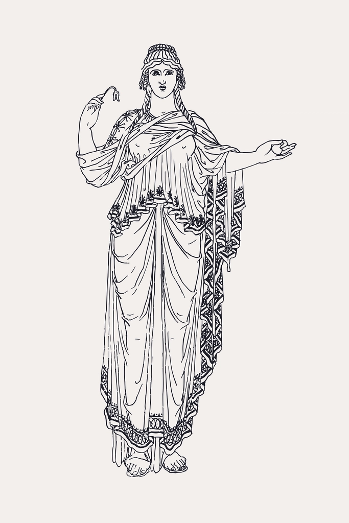 Ancient greek woman line art