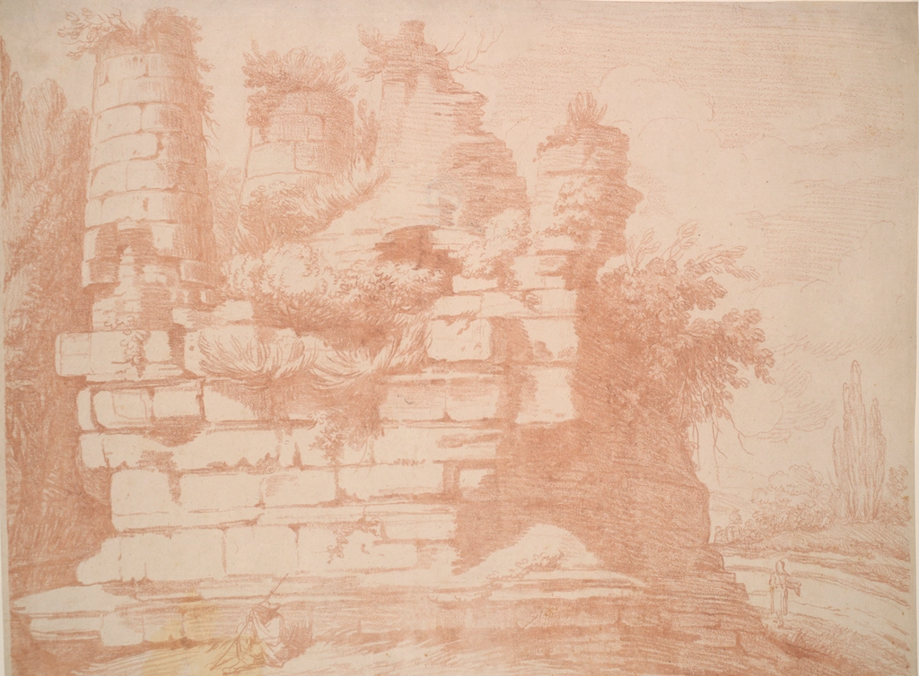 Ancient ruins sketch landscape scenery