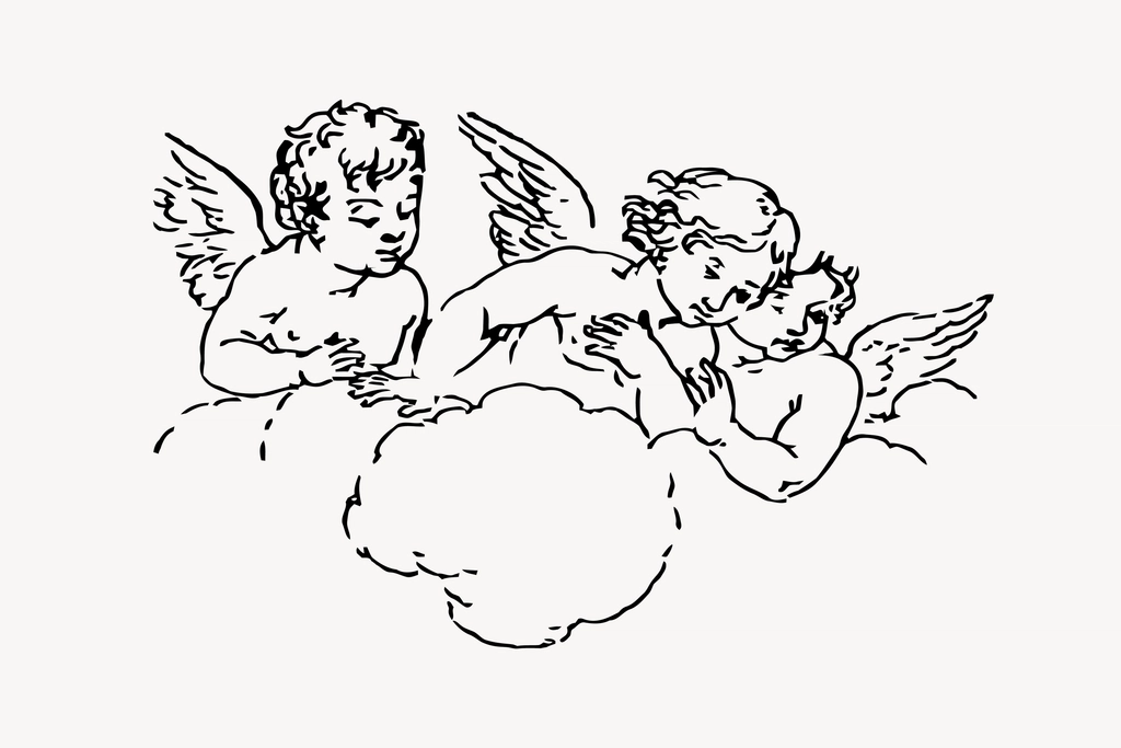 Angels clipart, drawing illustration vector