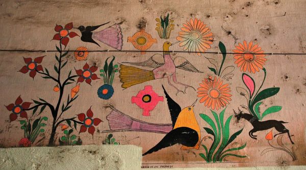 Antique Mexican painting, Jardin de la Pajaros, Hotel Belmar, Mazatlan, Sinaloa, Mexico