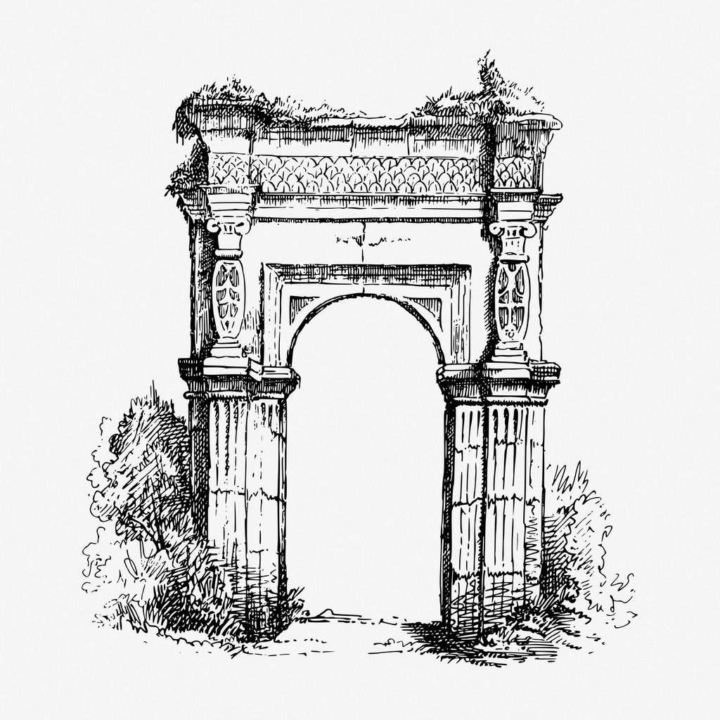 Archway monument hand drawn illustration