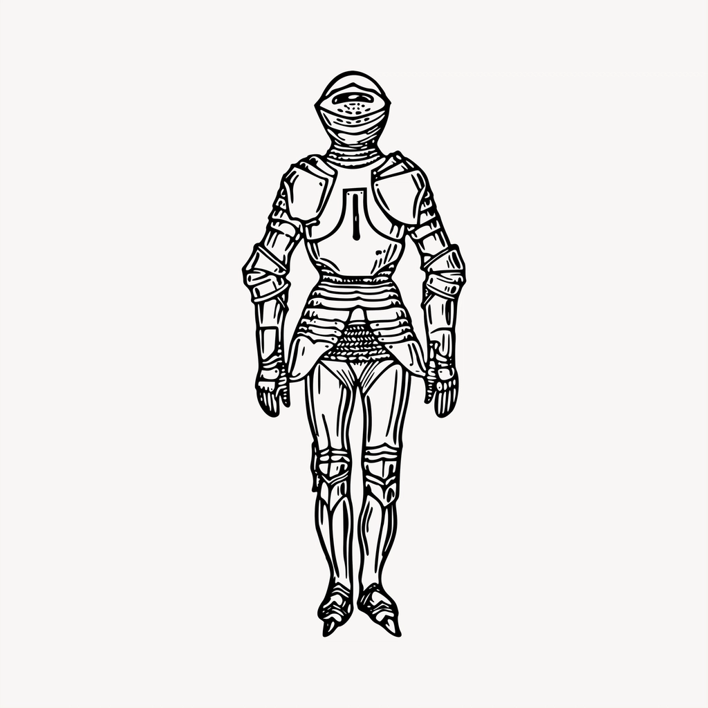 Armor clipart, vintage hand drawn