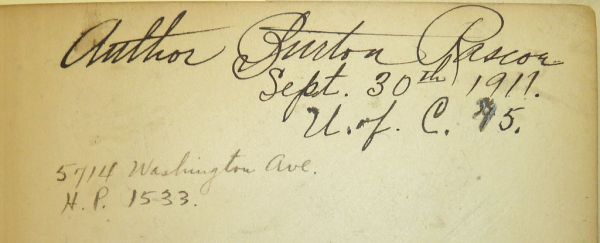 Autograph of Burton Rascoe (1892-1957) in a 1895 student edition of Cicero