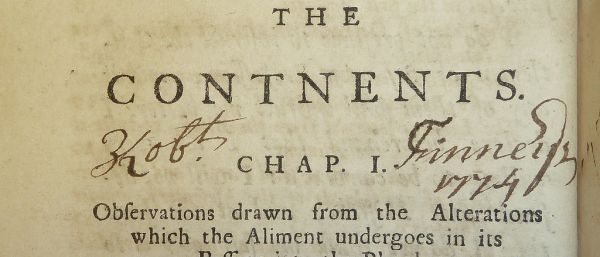 Autograph of Robert Finney, 1774