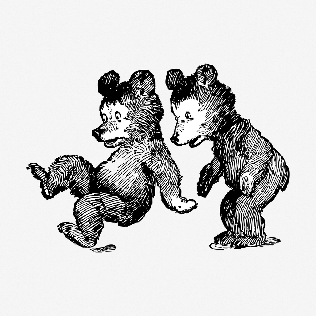 Baby bears, hand drawn illustration