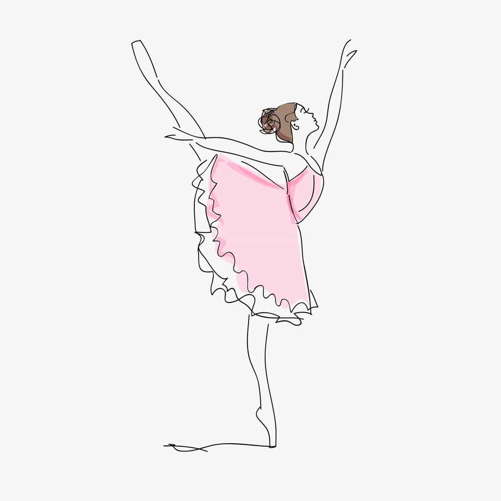 Ballerina clipart, aesthetic line art