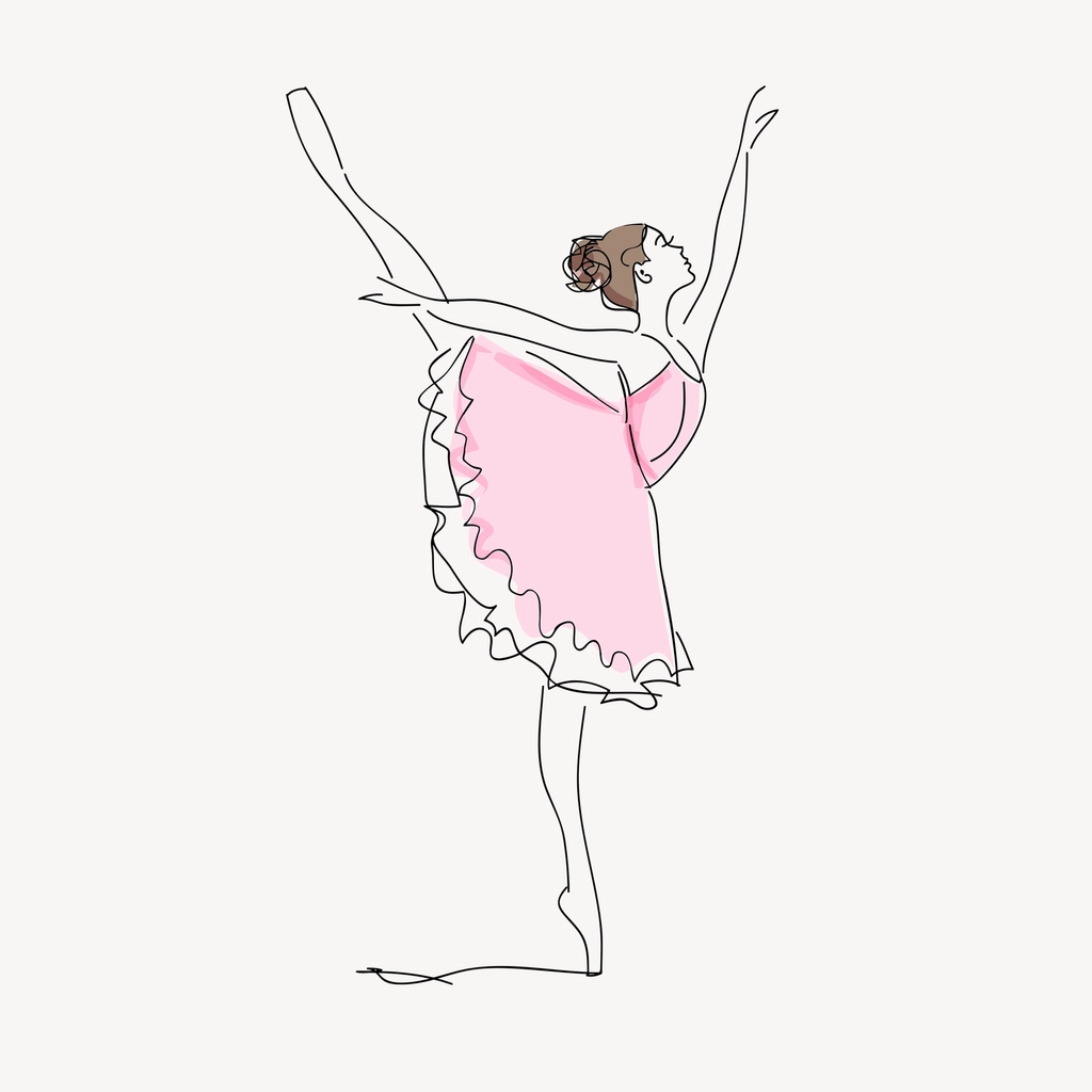 Ballerina drawing, aesthetic line art