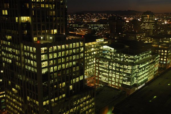 Beauty of Night Power, Office Lights at Sundown, San Francisco, California, USA