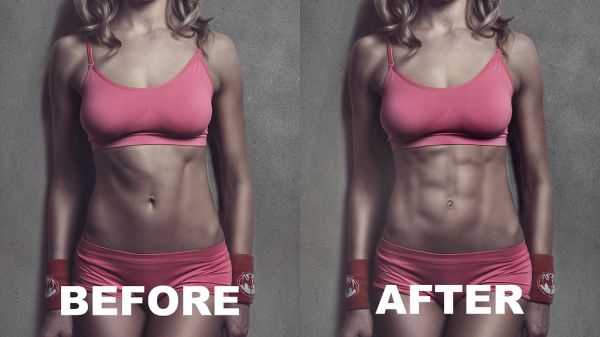 Before - After - How to Get Fake Six Pack ABS Easily in Photoshop