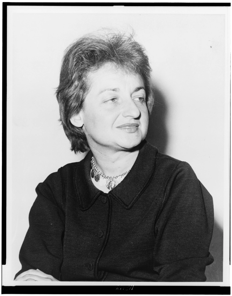 Betty Friedan, half-length portrait, facing