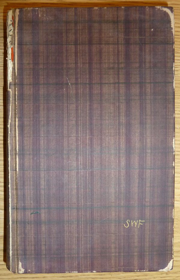 Binding: decorative paper boards with initials ('SWF') of Samuel W. Fernberger in gold ink(?) on left board