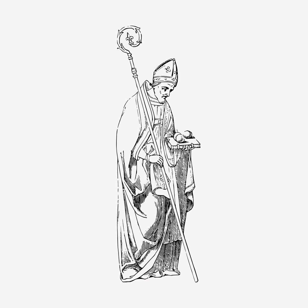 Bishop line art vintage illustration
