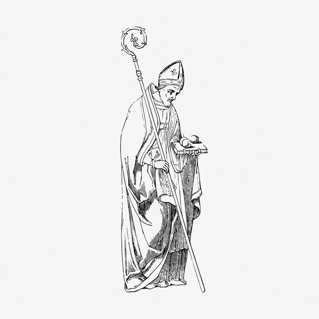 Bishop line art vintage illustration