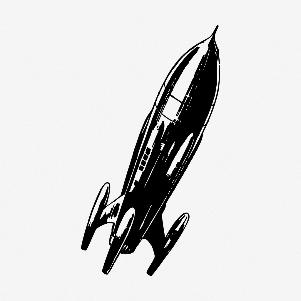 Black spaceship hand drawn illustration