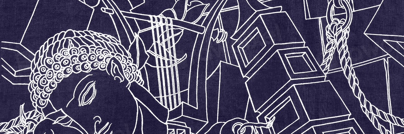 Blue abstract religious line art