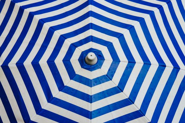 Blue and White Striped Umbrella