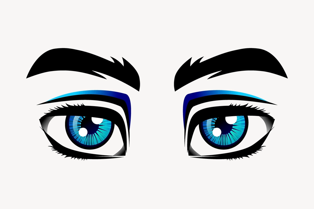 Blue eyes, cartoon character illustration