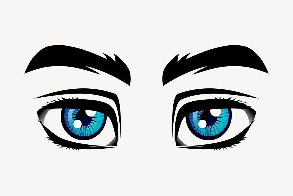 Blue eyes, cartoon character illustration