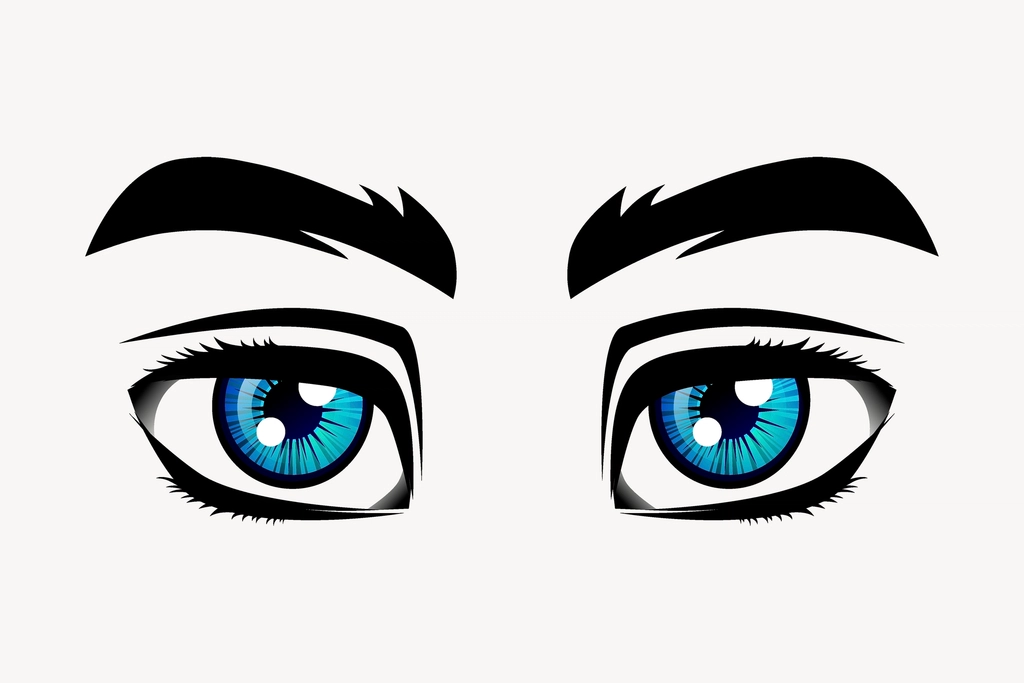 Blue eyes clipart, cartoon character