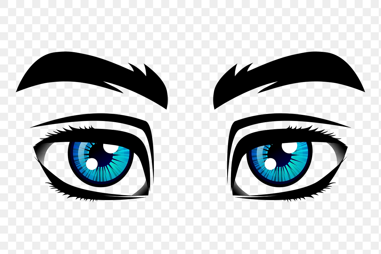 Blue eyes png sticker, cartoon