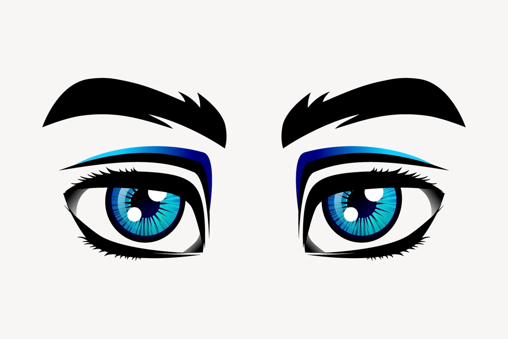 Blue eyes sticker, cartoon character