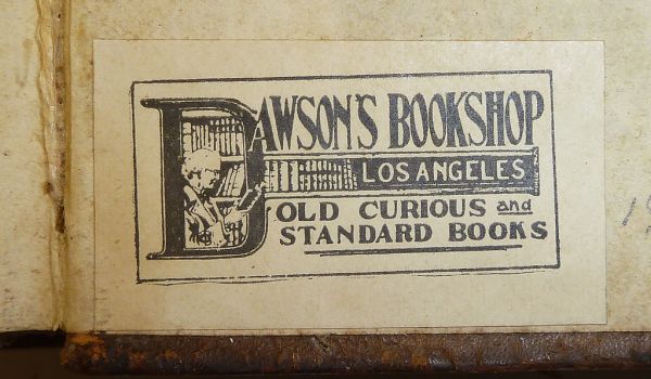 Book label of Dawson's Book Shop in Los Angeles, California.