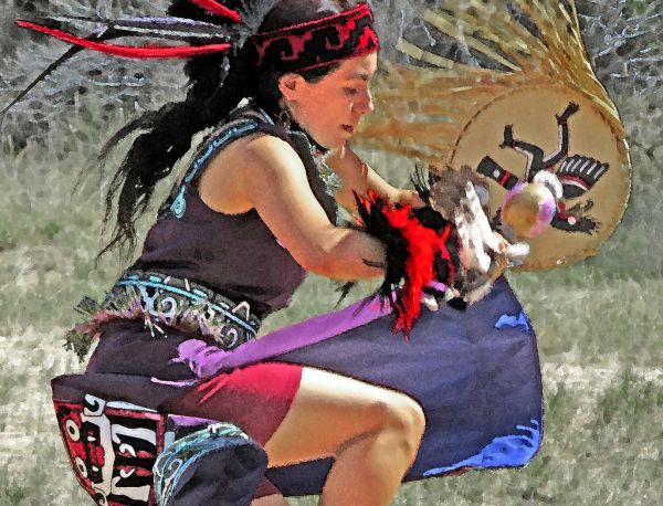 BORDERLAND FESTIVAL 2019 - Coronado National Memorial - Famalia Rodrigues Aztec Dance- WATERCOLOR (1)
