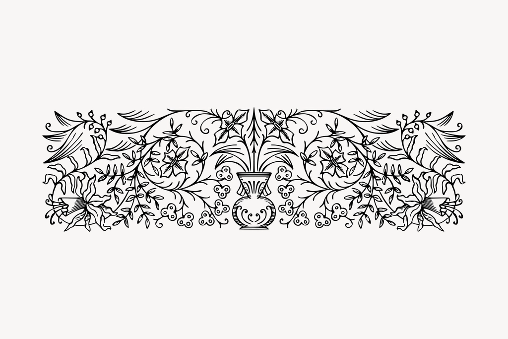 Botanical pattern clipart, drawing illustration