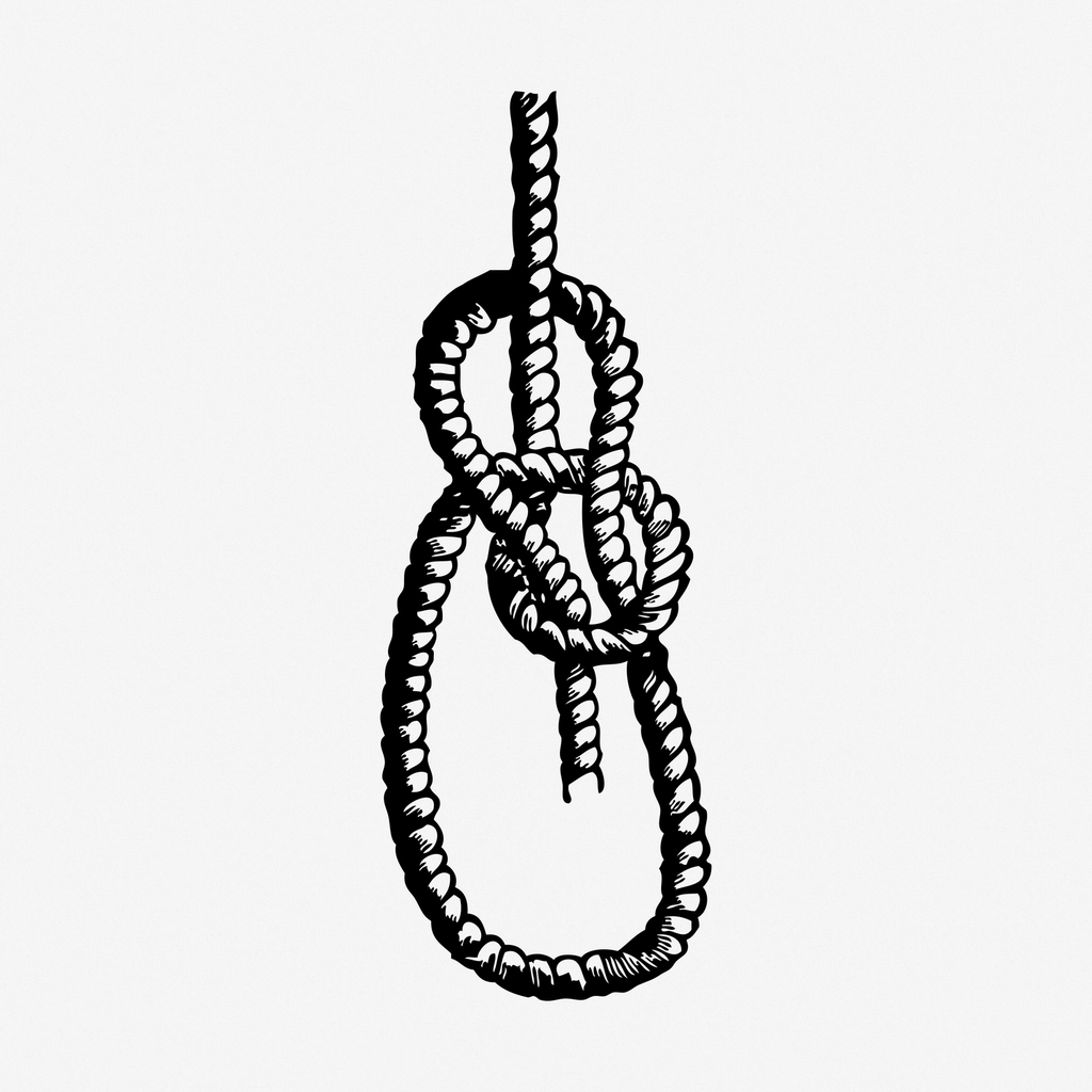 Bowline knot rope hand drawn