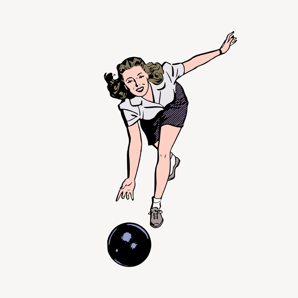 Bowling clipart, cartoon character illustration