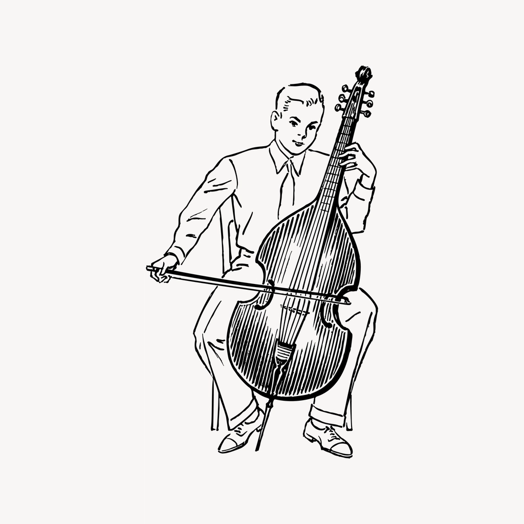 Boy playing viol clipart, drawing