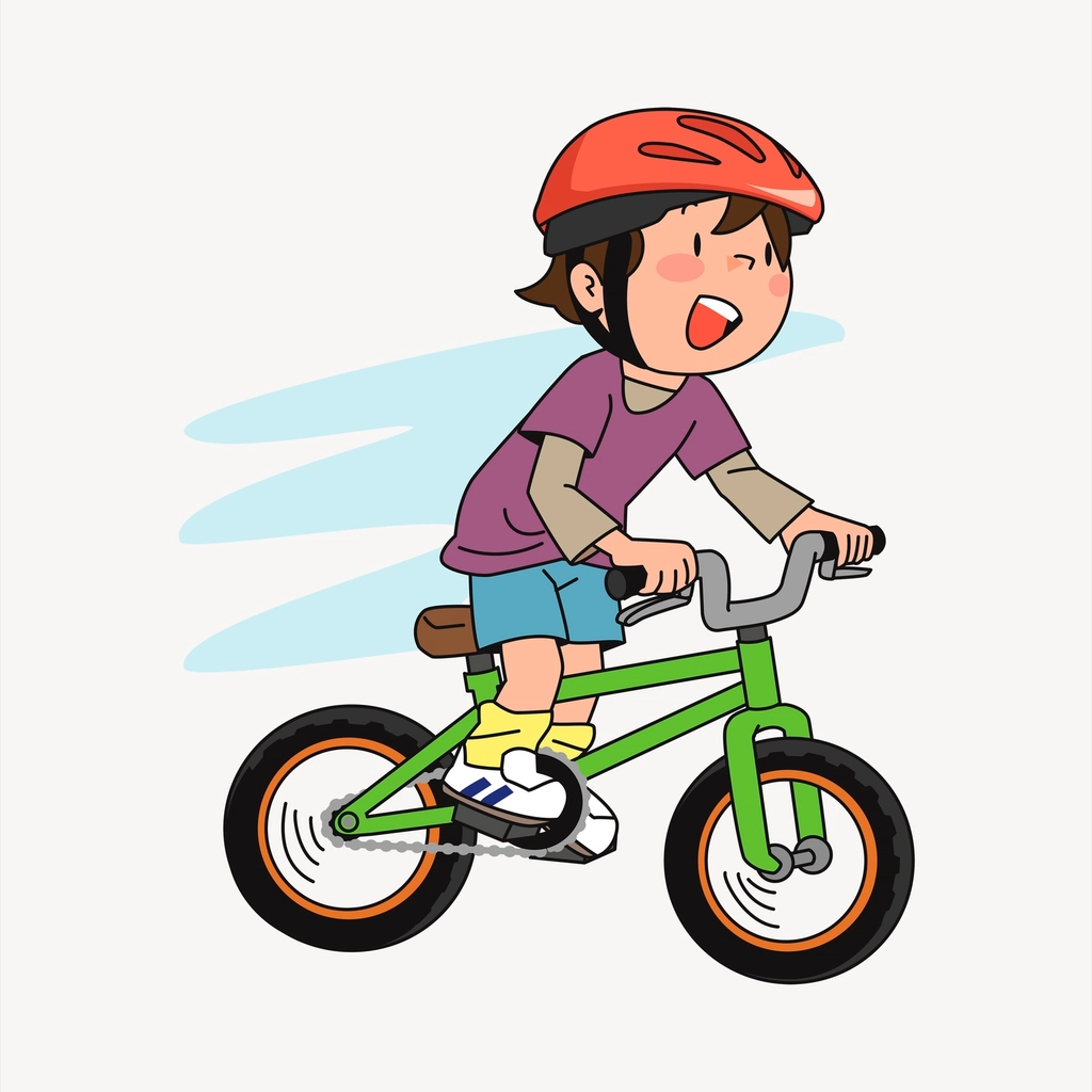 Boy ride bike, cartoon character