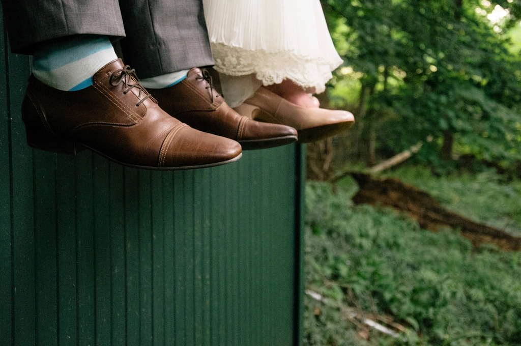 Bride and groom getting married