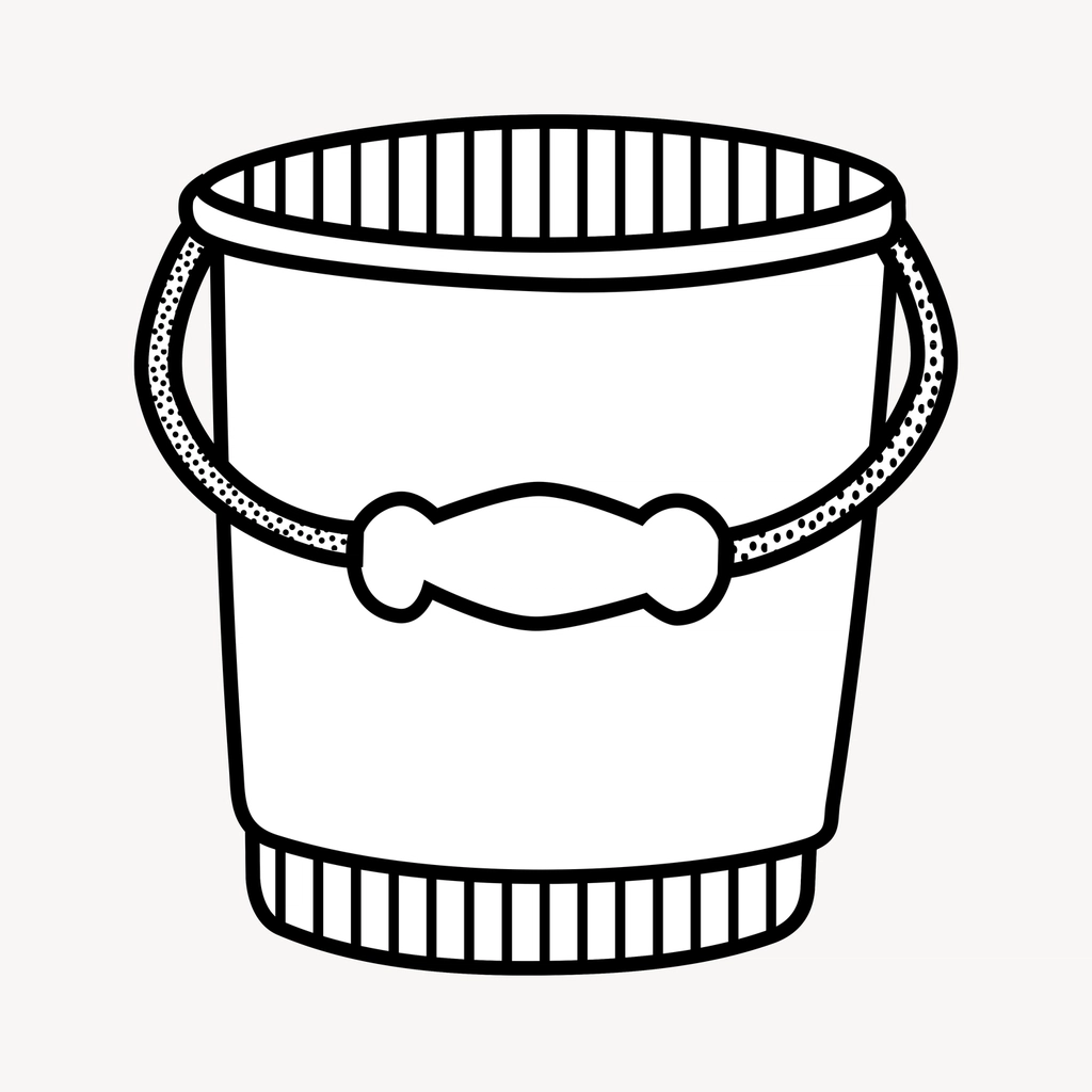 Bucket clipart, drawing illustration psd