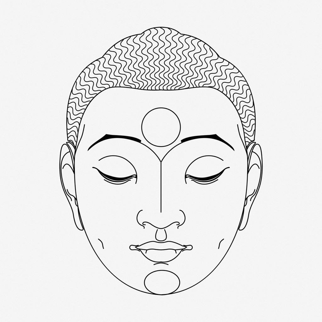 Buddha head line art, religious