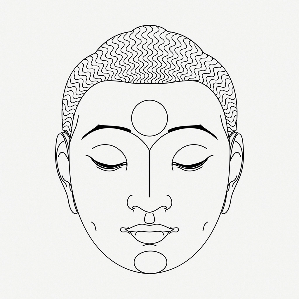 Buddha head line art, religious