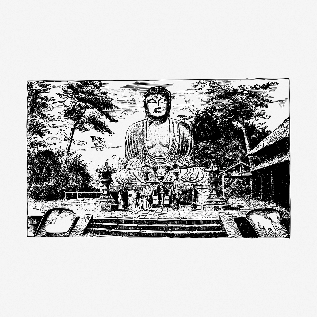 Buddha statue hand drawn illustration