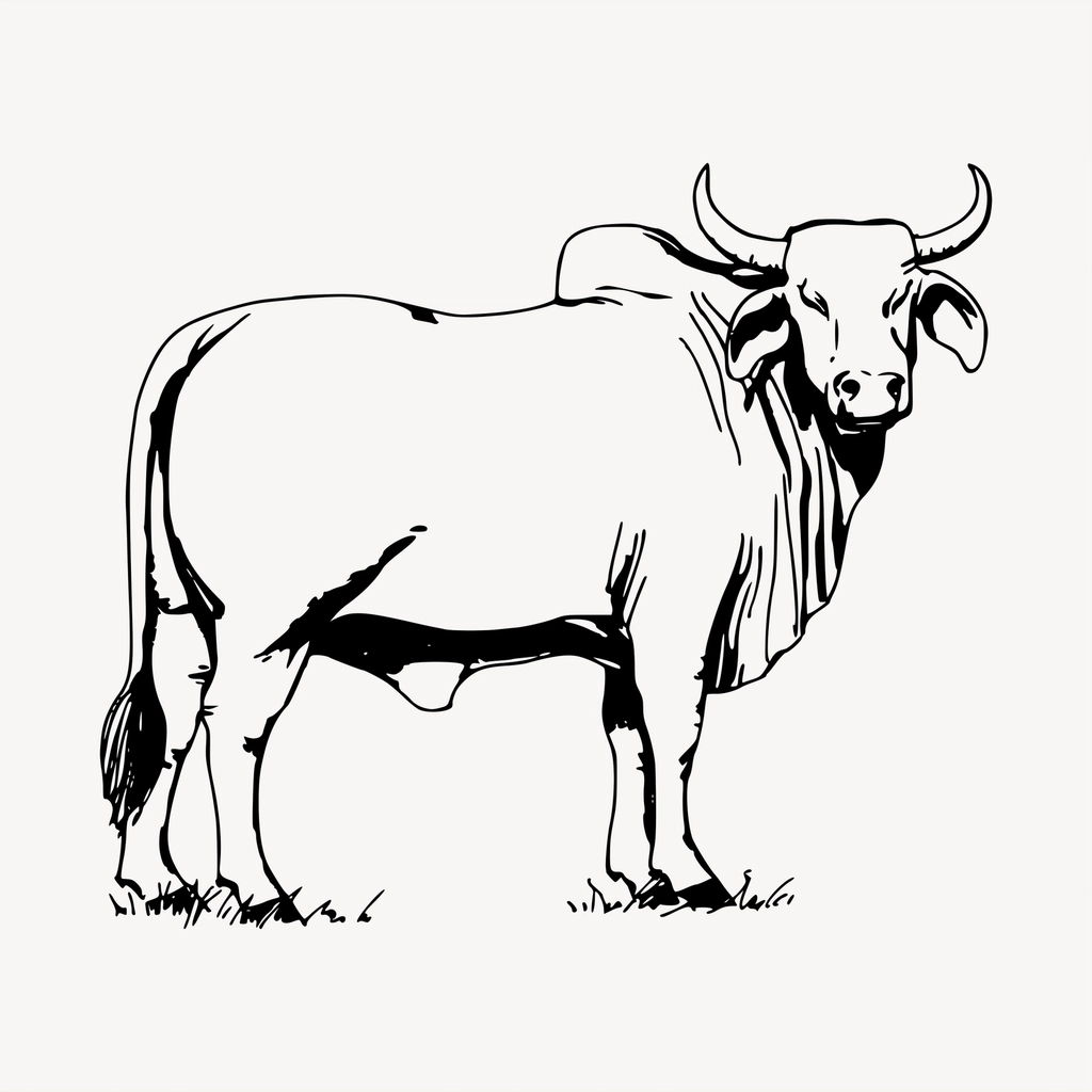 Bull clipart, vintage hand drawn
