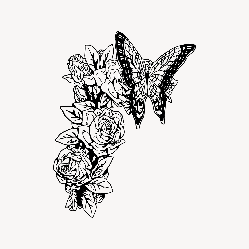 Butterfly flower clipart, drawing illustration
