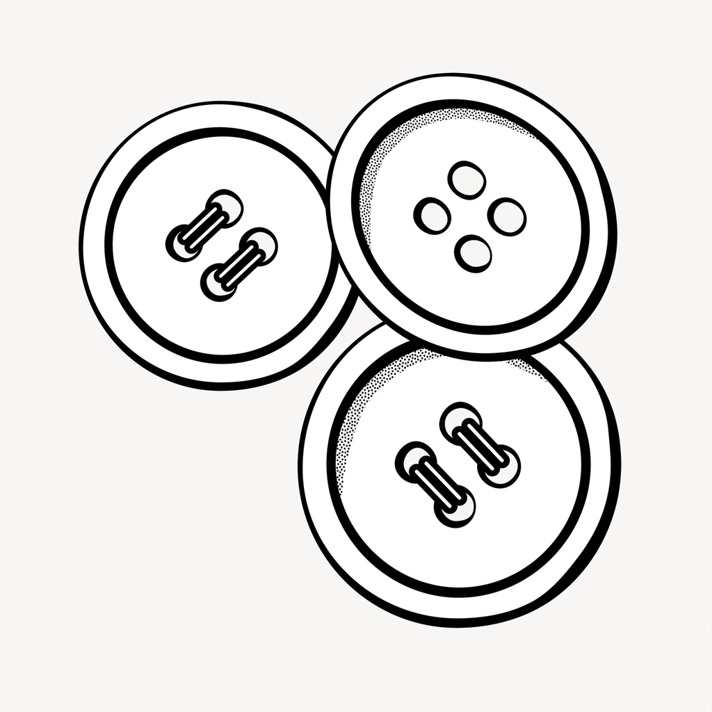 Buttons clipart, vintage hand drawn