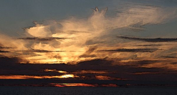 CA - SUNSET AT CARLSBAD BEACH (1-5-2017) (1b) watercolor