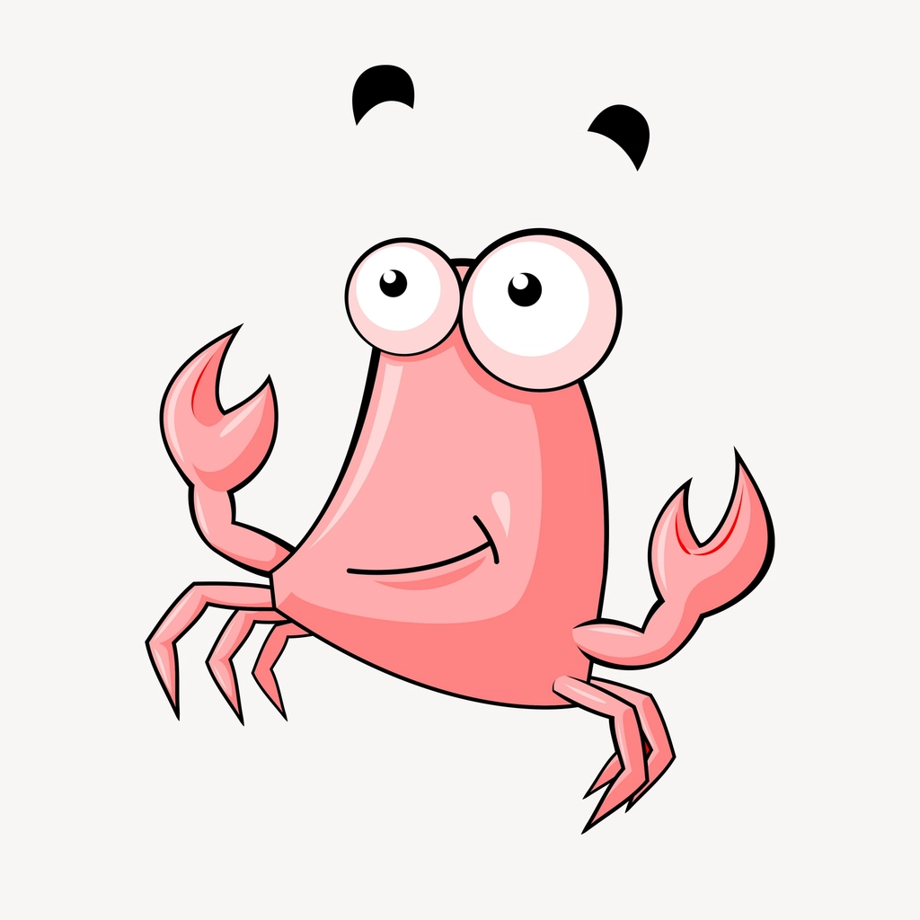 Cartoon crab clipart, sea animal