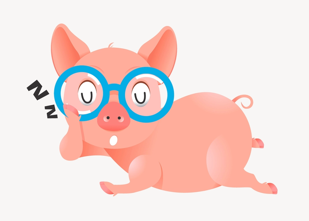Cartoon sleeping pig clipart, cute