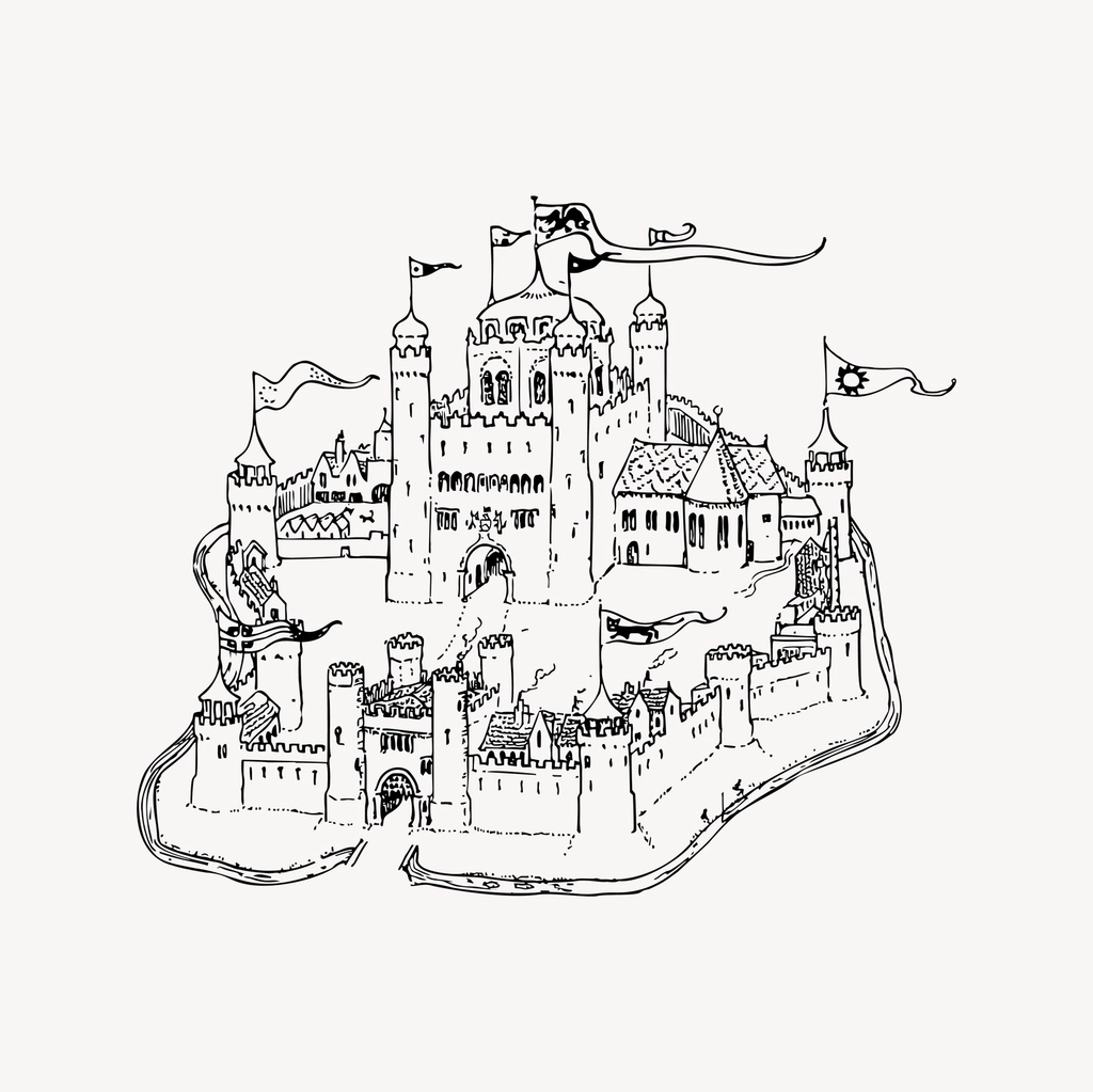 Castle clipart, drawing illustration vector
