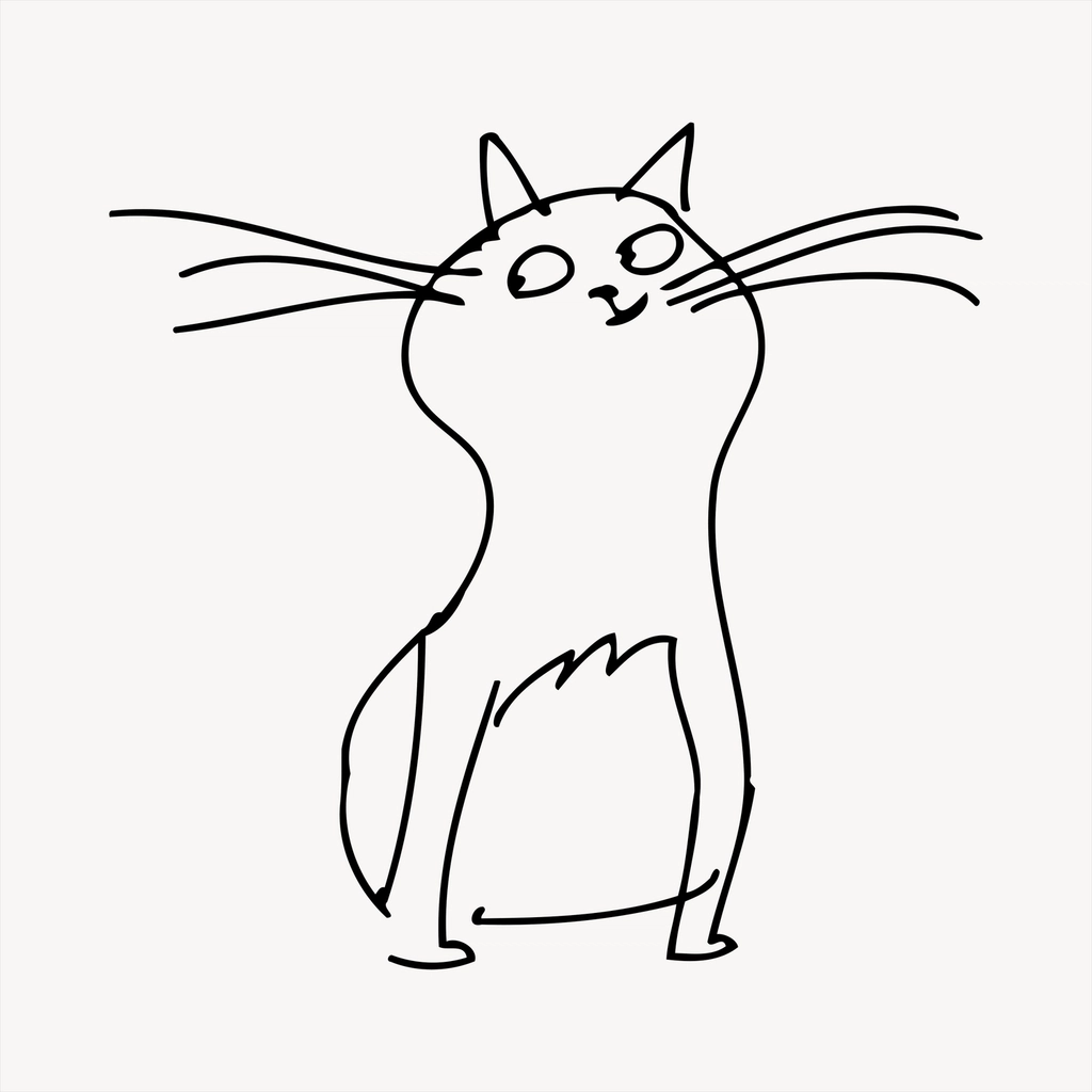 Cat line art collage element