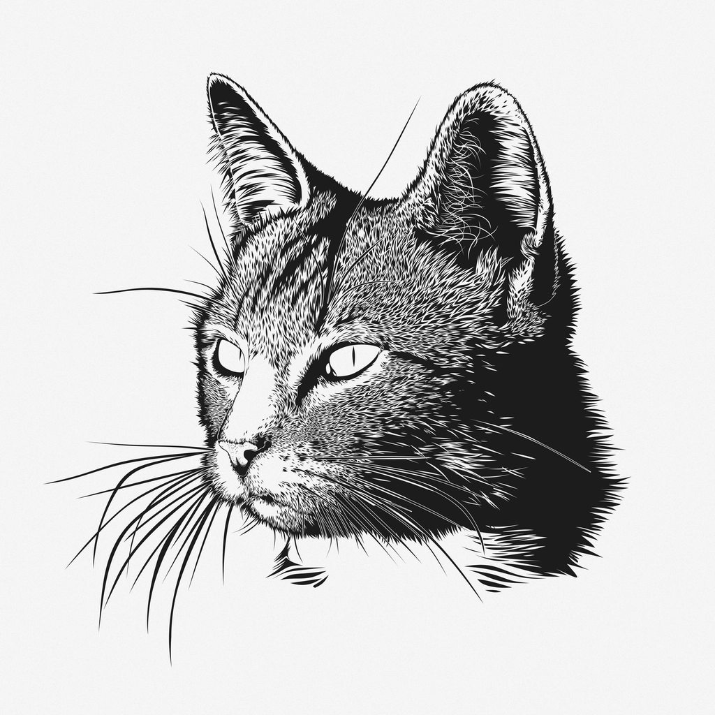 Cat portrait hand drawn illustration