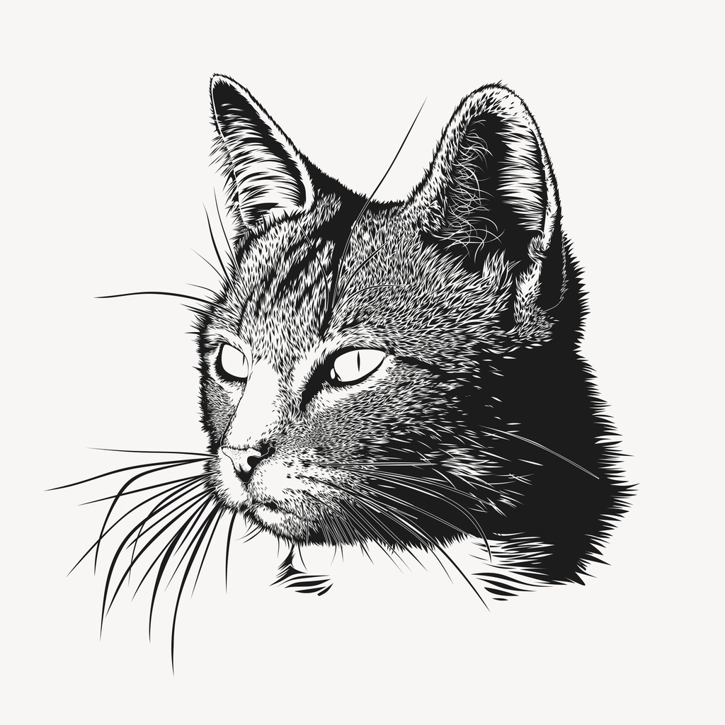 Cat portrait hand drawn, illustration