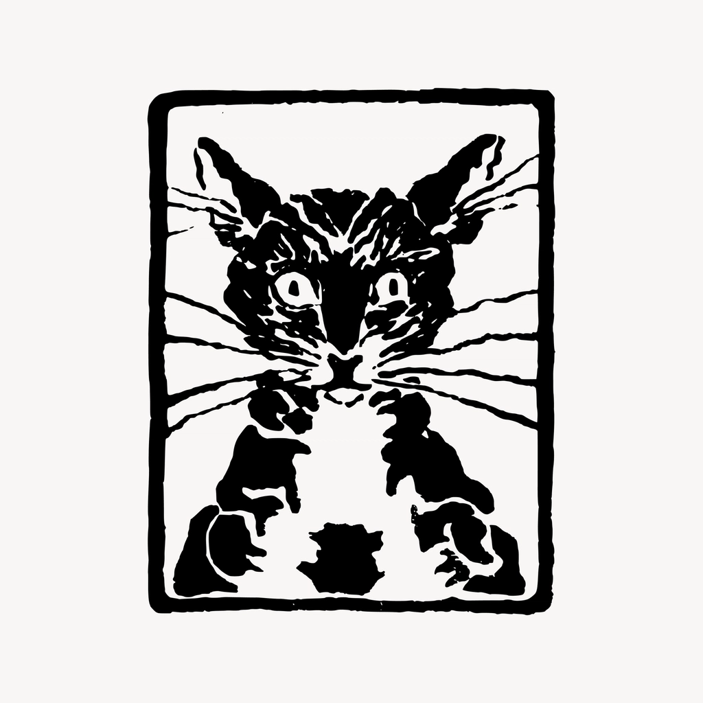 Cat stamp clipart, drawing illustration