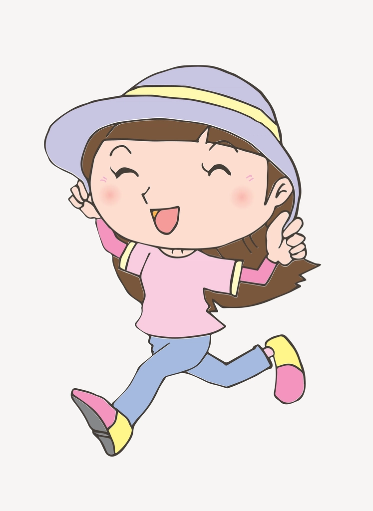 Cheerful girl cartoon clip art