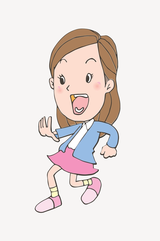 Cheerful girl cartoon clip art